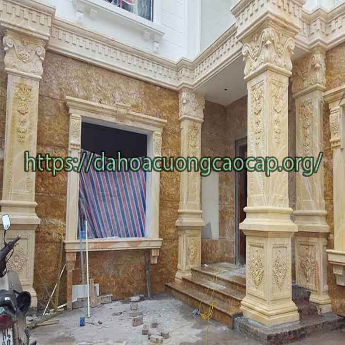 Cột đá hoa cương thiên nhiên thi công đường nét đẹp nhất